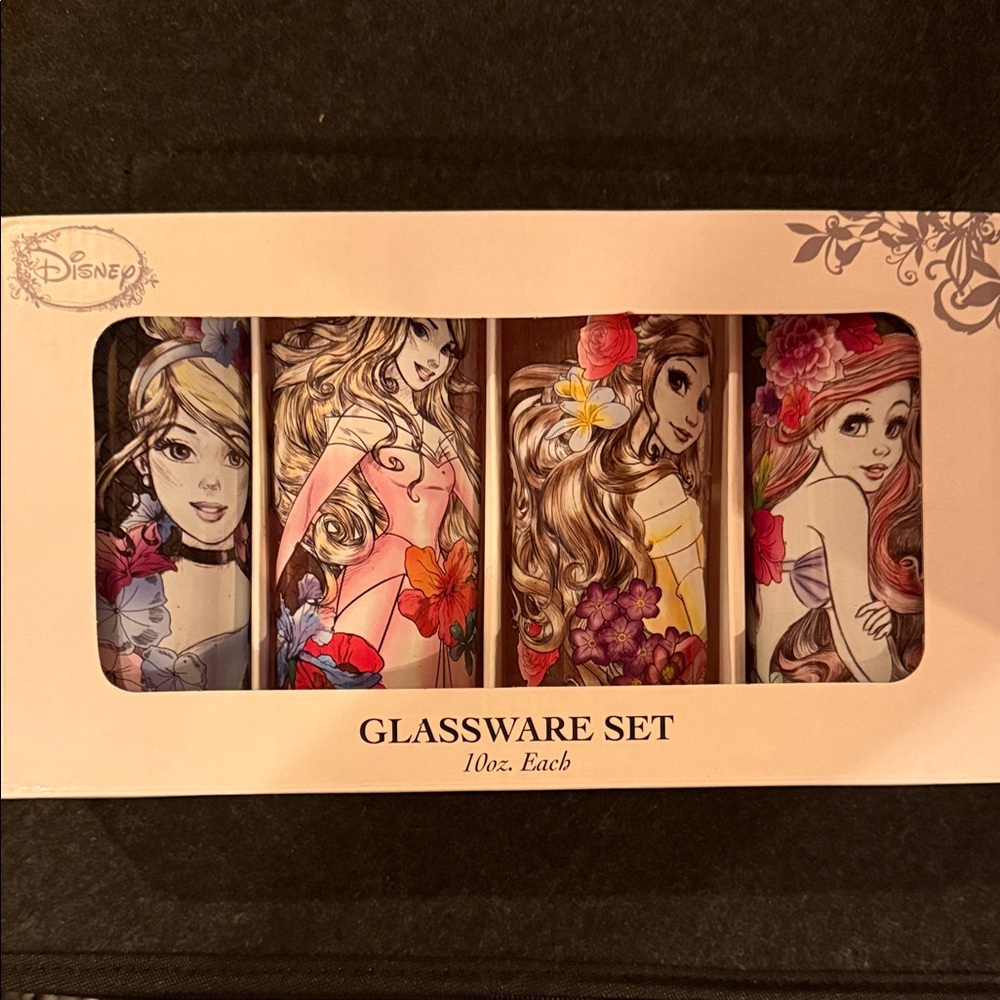 Disney Floral Princess Glassware Set